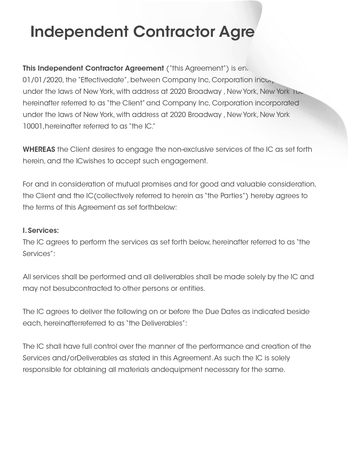 Independent Contractor Agreement