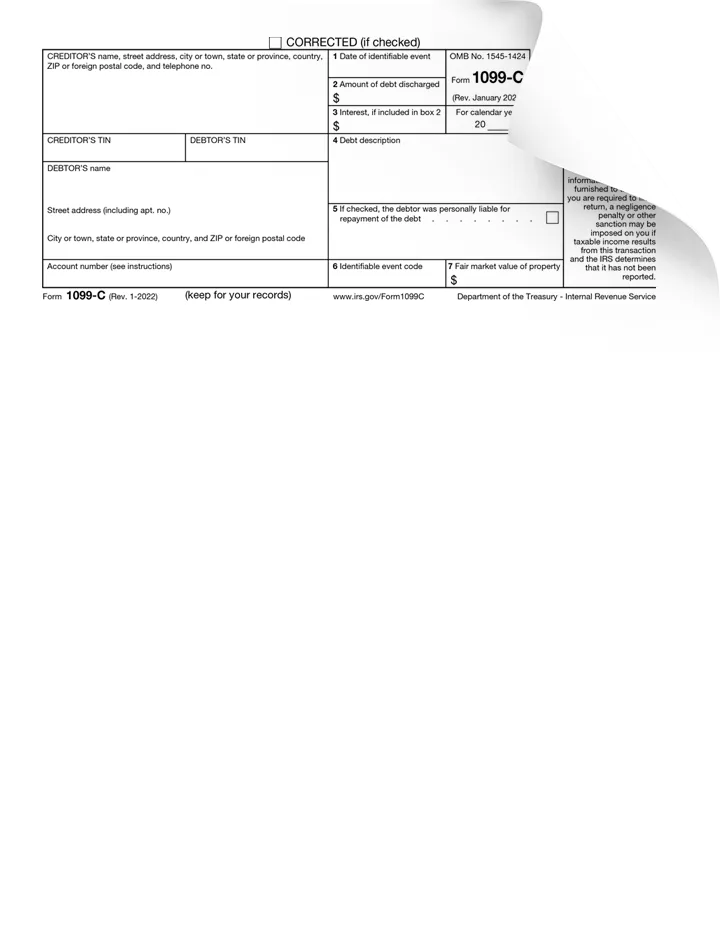 Form 1099-C Fold Preview