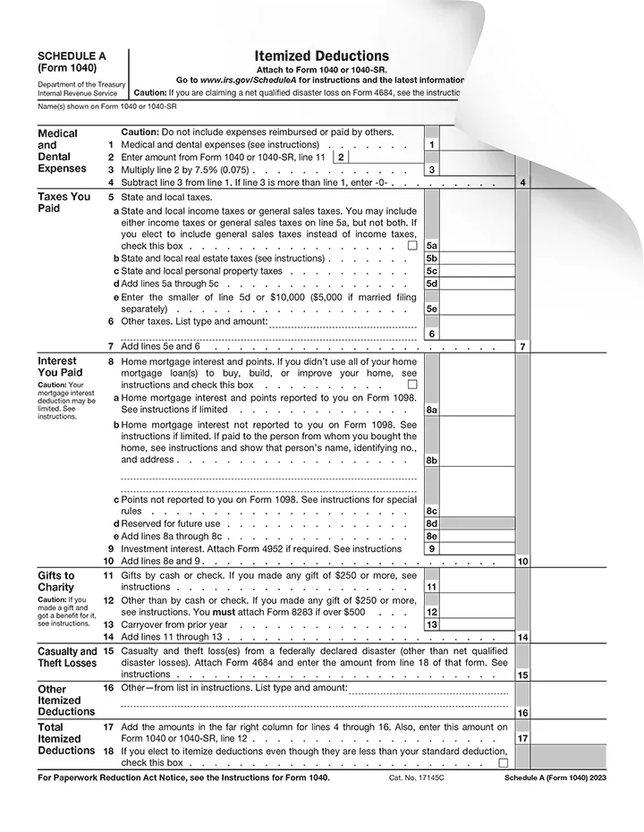 Form 1040 Schedule A