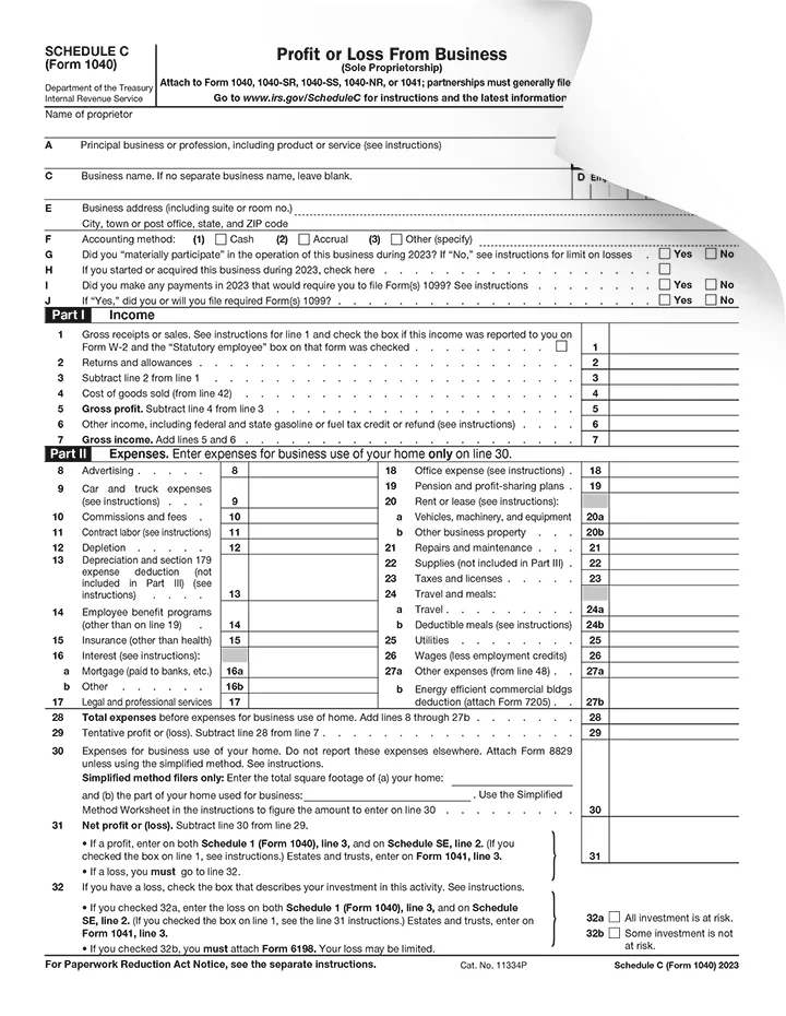 Form 1040 Schedule C Preview