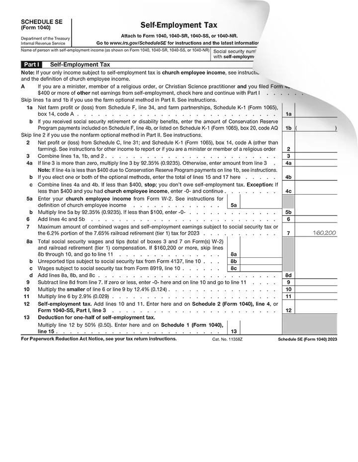 Form 1040 Schedule SE Preview