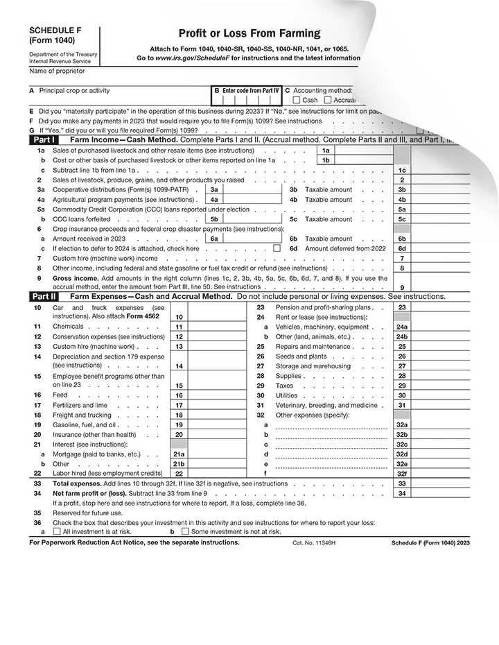 Form 1040 Schedule F Preview