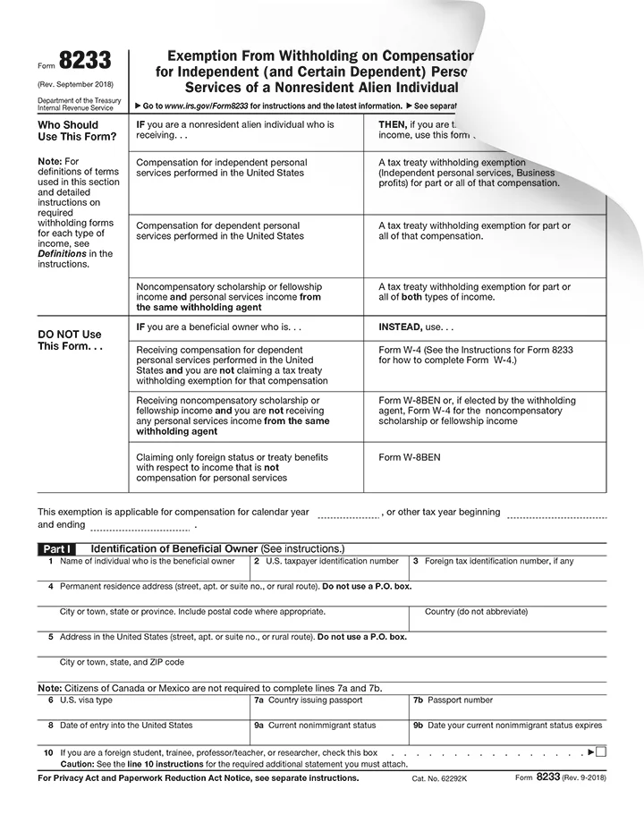 Form 8233 Preview